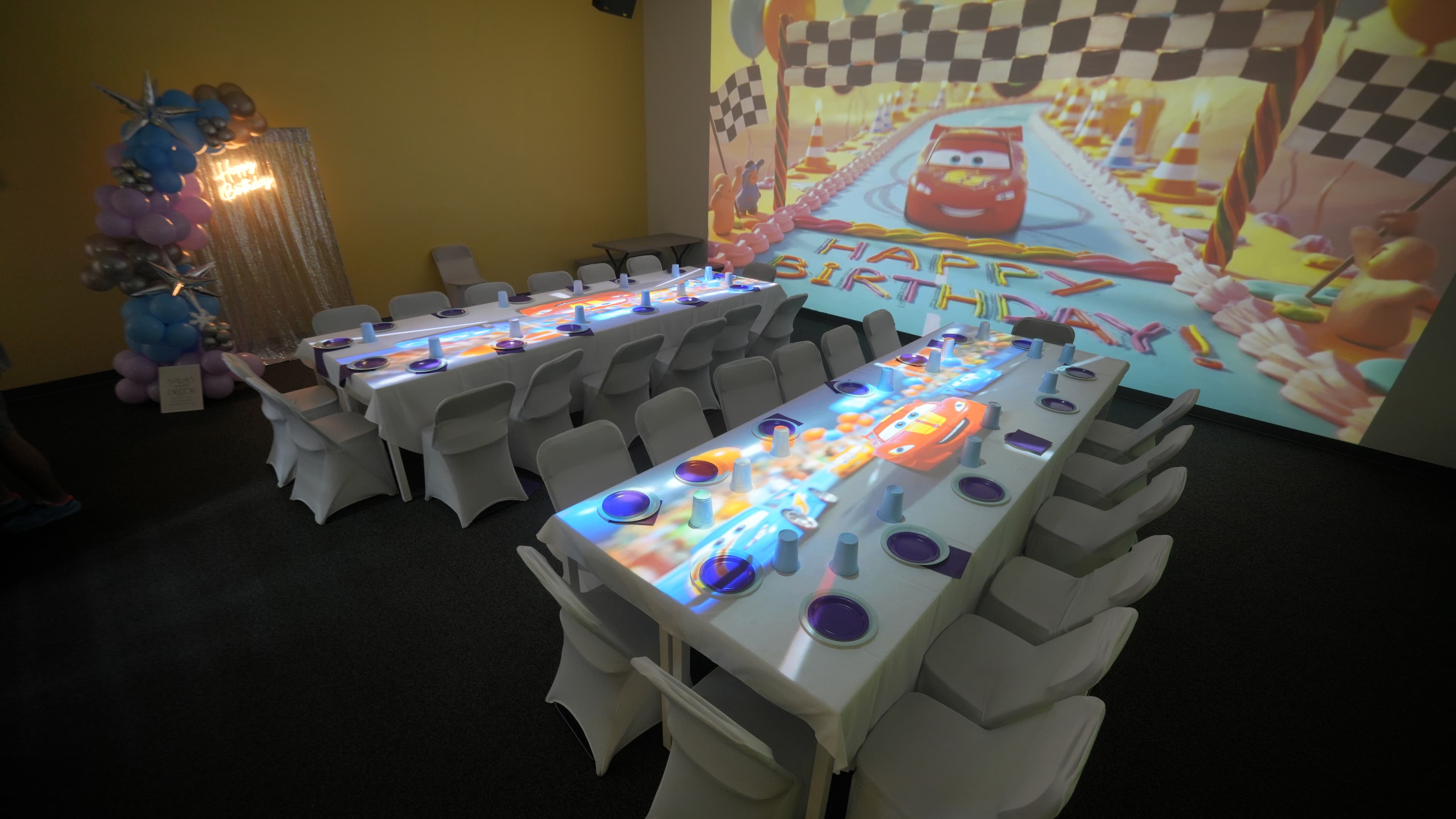 Children's birthday party with projection mapping at Diggers Cove