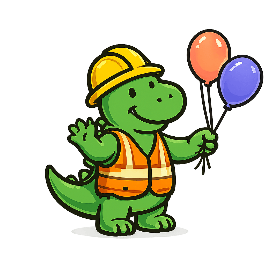 Diggy mascot with balloons