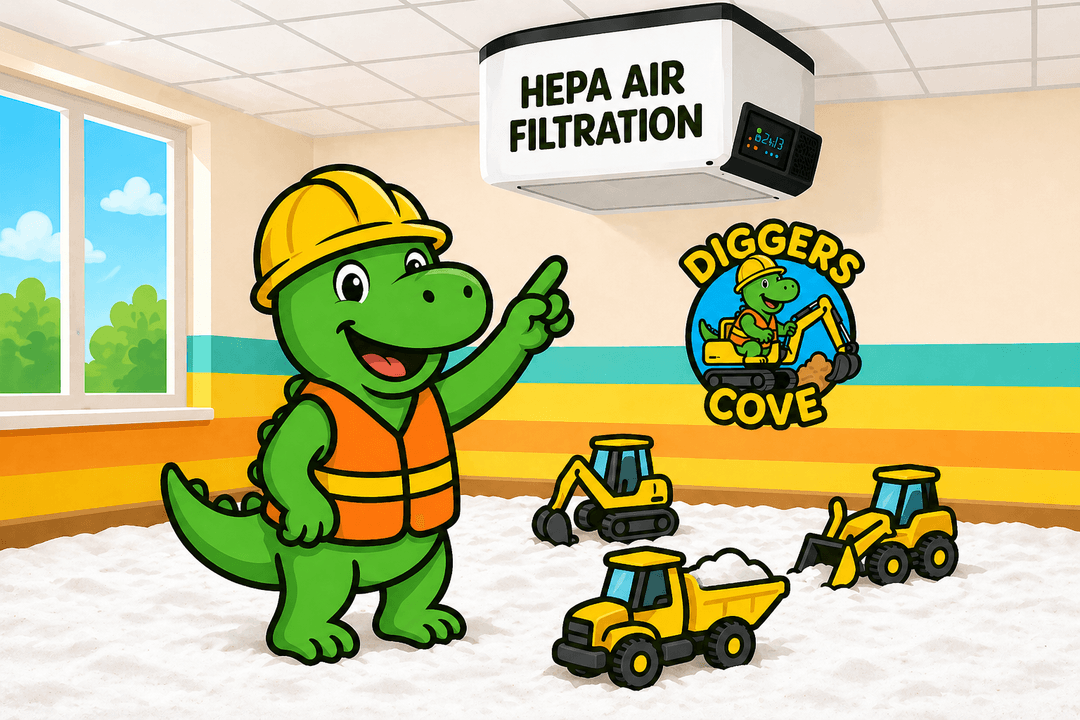 Scoopy in a HEPA-filtered play room