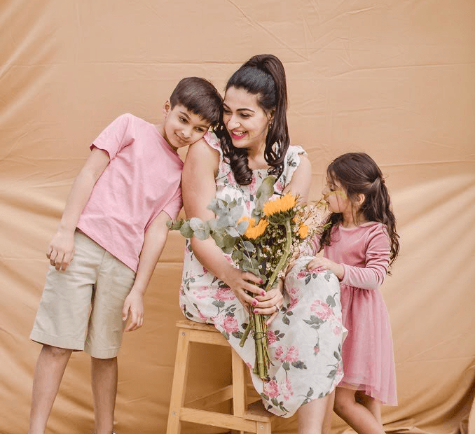 Saira, founder of Diggers Cove, with her children